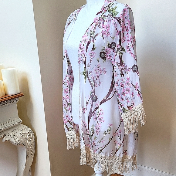 Cherry Blossom Maternity Wrap Shawl with Fringe Hem NWT - Picture 2 of 10